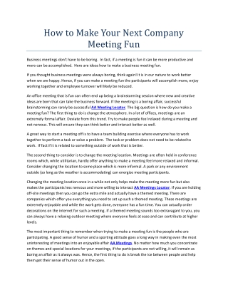 How to Make Your Next Company Meeting Fun