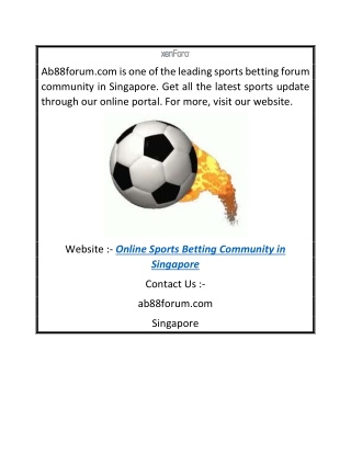 Online Sports Betting Community in Singapore | Ab88forum.com