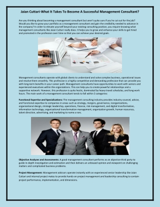 To Become A Successful Management Consultant-Jaian-Cuttari