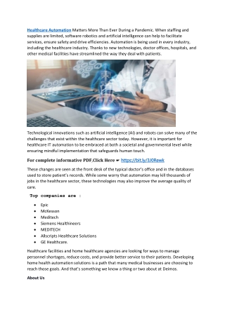 Medical Automation Technology Market