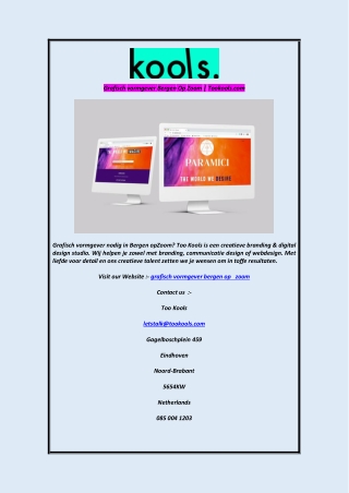 Grafisch vormgever Bergen Op Zoom Tookools.com