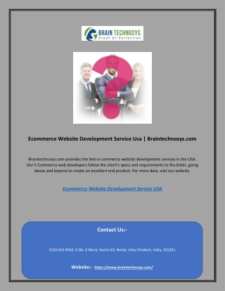 Ecommerce Website Development Service Usa | Braintechnosys.com