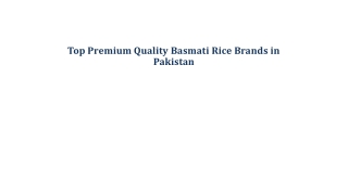 Top Premium Quality Basmati Rice Brands in Pakistan