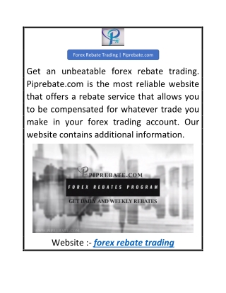 Forex Rebate Trading  Piprebate.com