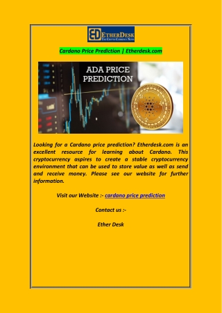 Cardano Price Prediction Etherdesk.com