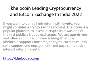 khelocoin Leading Cryptocurrency and Bitcoin Exchange In India