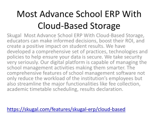 Most Advance School ERP With Cloud-Based Storage