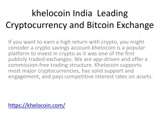 khelocoin India  Leading Cryptocurrency and Bitcoin Exchange