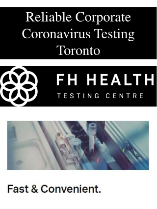 Reliable Corporate Coronavirus Testing Toronto