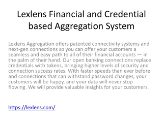 Lexlens Financial and Credential based Aggregation System