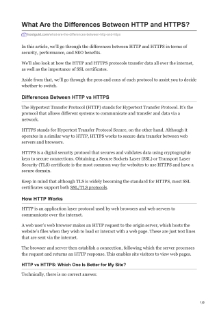 What Are the Differences Between HTTP and HTTPS