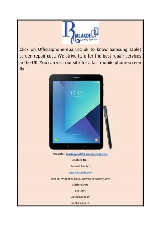 Samsung tablet screen repair cost  | Officialphonerepair.co.uk