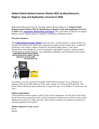 Global Vehicle Bottom Scanner Market 2021 by Manufacturers, Regions, Type and Application, Forecast to 2026-converted