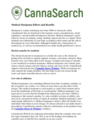 Medical Marjuana Effects And Benefits