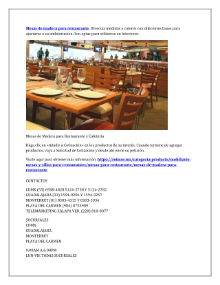 Mesas de madera para restaurante