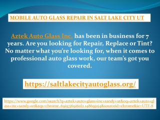 MOBILE AUTO GLASS REPAIR IN SALT LAKE CITY UT