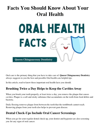 Facts You Should Know About Your Oral Health