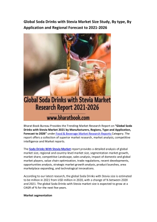 Global Soda Drinks with Stevia Market Research Report 2021-2026