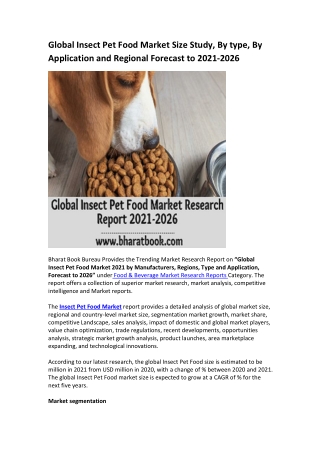 Global Insect Pet Food Market Research Report 2021-2026
