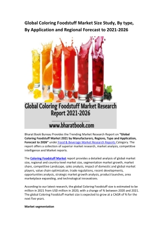 Global Coloring Foodstuff Market Research Report 2021-2026