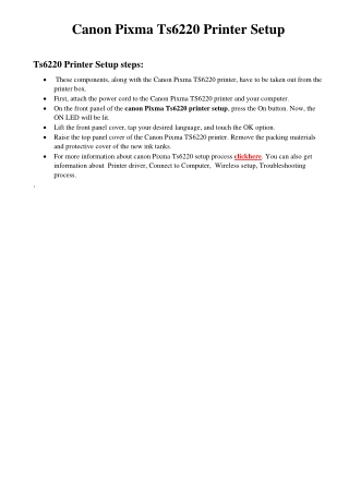 Canon Pixma Ts6220 Printer setup and Troubleshooting process | Simple steps
