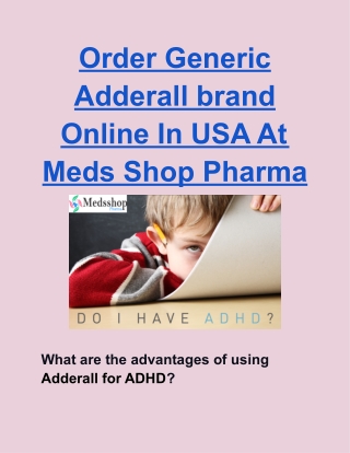 Order Generic Adderall brand Online In USA At Meds Shop Pharma