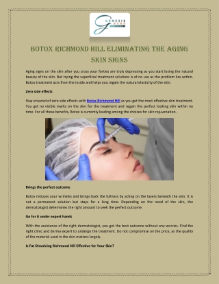 Botox Richmond Hill Eliminating The Aging Skin Signs