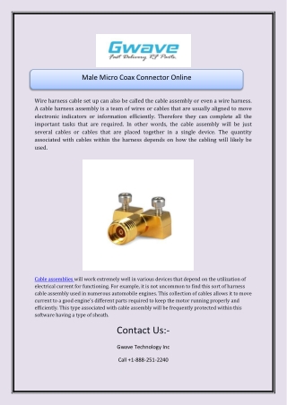 Male Micro Coax Connector Online