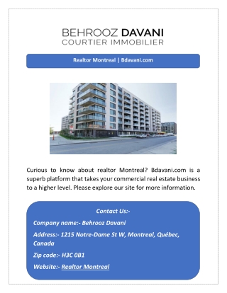 Realtor Montreal | Bdavani.com