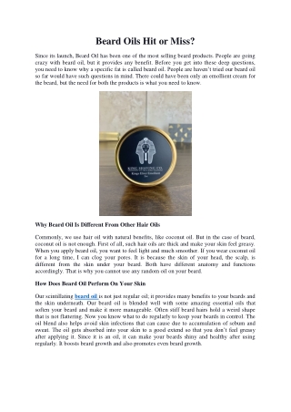 Beard Oils Hit or Miss