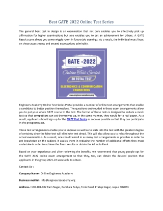 GATE Test Series For Exam Preparation