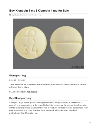 Buy Klonopin 1 mg