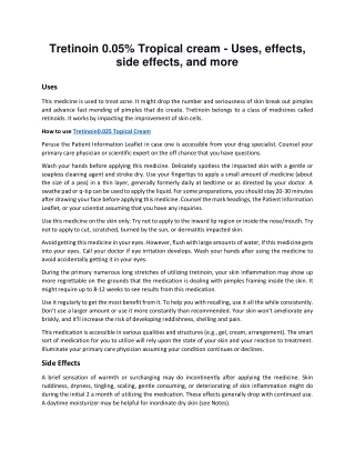 Tretinoin 0.05 Tropical cream - Uses, effects, side effects, and more