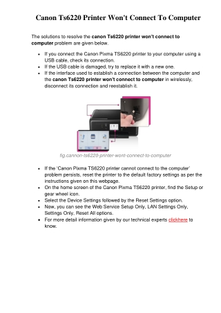 How To Fix Your Canon Ts6220 Printer Wont Connect To Computer?