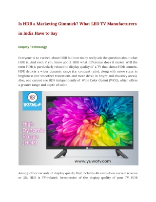 Is HDR a Marketing Gimmick_ What LED TV Manufacturers in India Have to Say