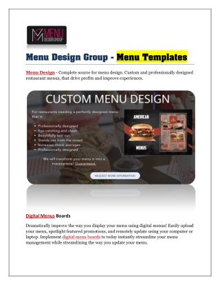 Menu Design Group