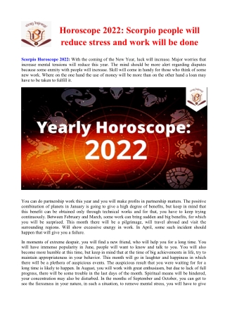 Scorpio Horoscope 2022