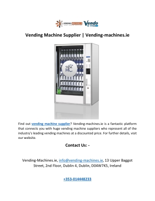 Vending Machine Supplier | Vending-machines.ie