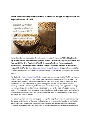 Global Soy Protein Ingredients Market Research Report 2021-2028