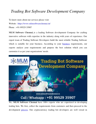 Trading Bot Software Development Company