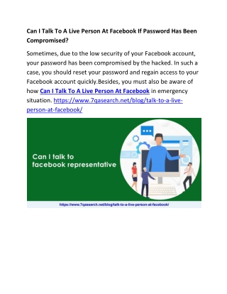 Can I Talk To A Live Person At Facebook If Password Has Been Compromised?