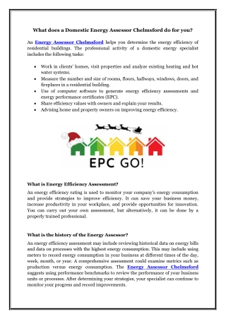 What does a Domestic Energy Assessor Chelmsford do for you?