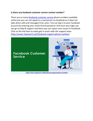 Is there any facebook customer service contact number?