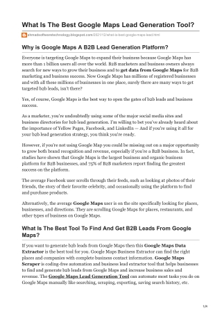 1What Is The Best Google Maps Lead Generation Tool