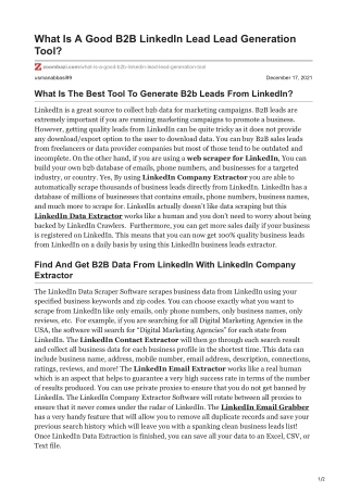 What Is A Good B2B LinkedIn Lead Lead Generation Tool