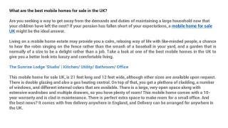 What are the best mobile homes for sale in the UK