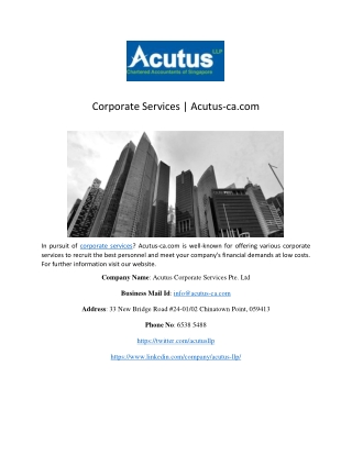 Corporate Services | Acutus-ca.com