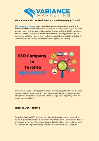 What are the Tricks that Work when you hire SEO Company Toronto