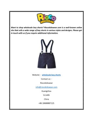 Wholesale Boy Shorts  Riocokidswear.com