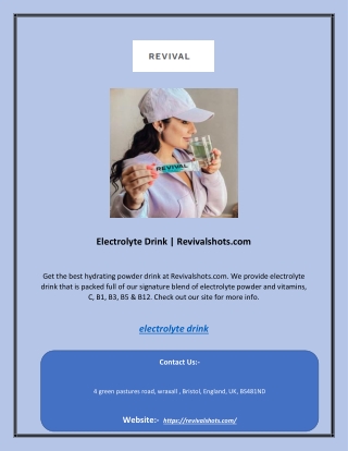 Electrolyte Drink | Revivalshots.com